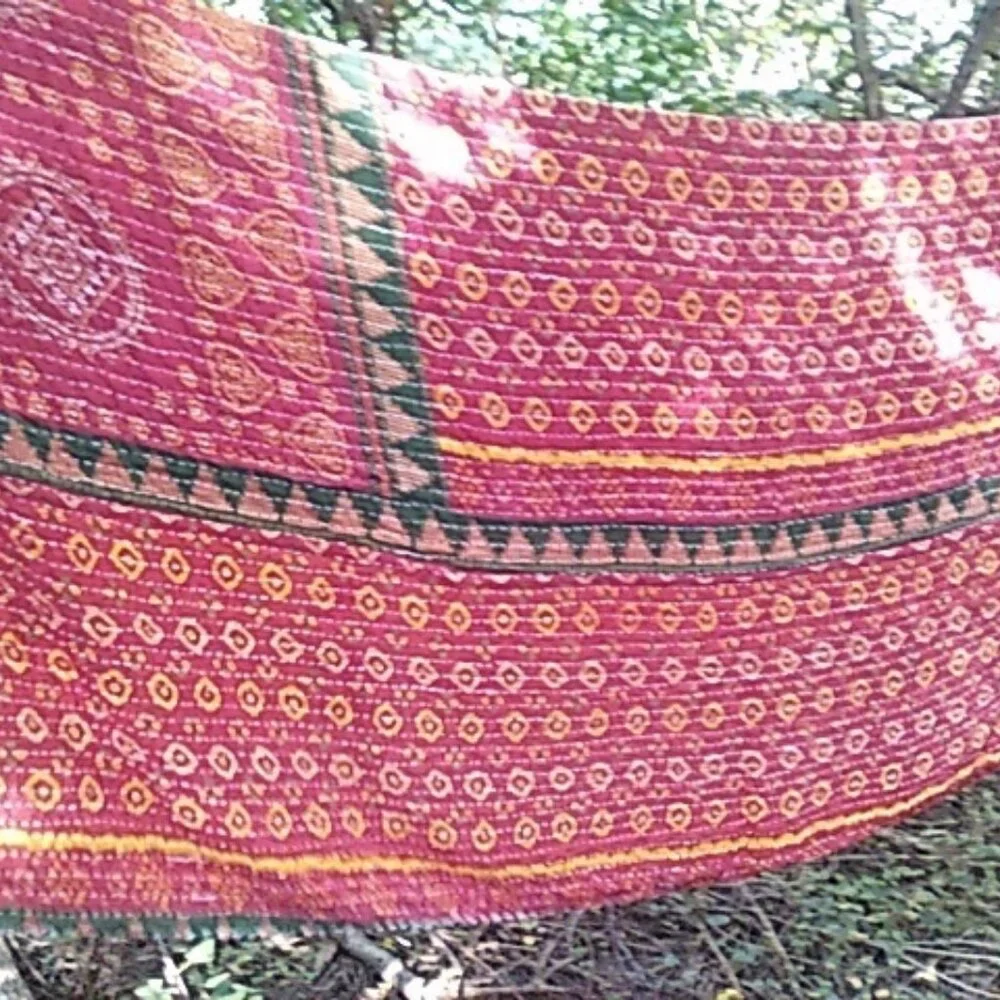 Kantha Quilt Christmas Red Green Marigold 55